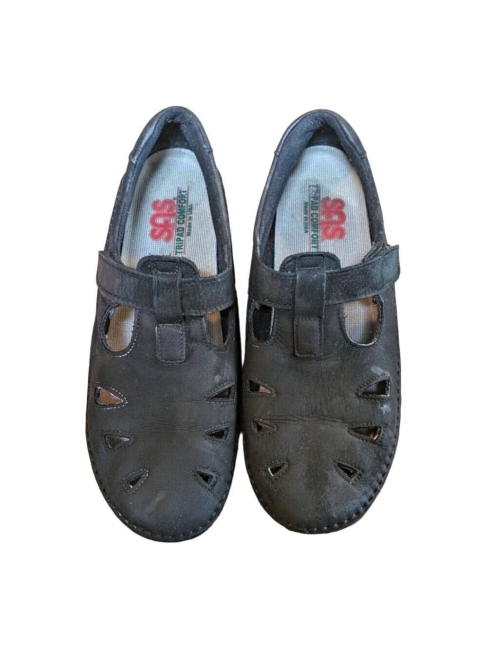 SAS Black Mary Janes Leather Shoes Size 12 N Comfort Shoes